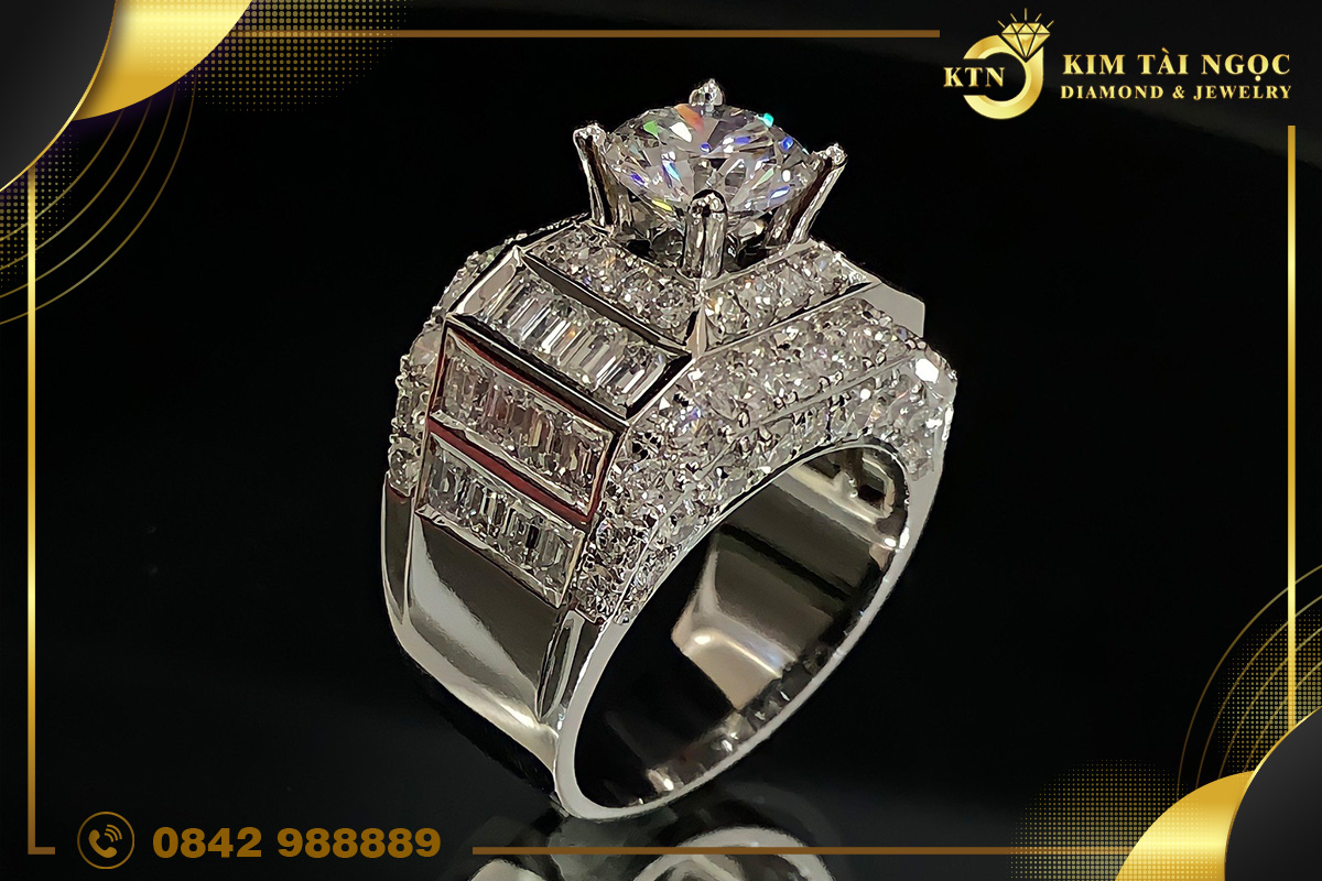 Nhẫn nam kim cương vàng trắng 14k pnj ddddw002662 | pnj.com.vn