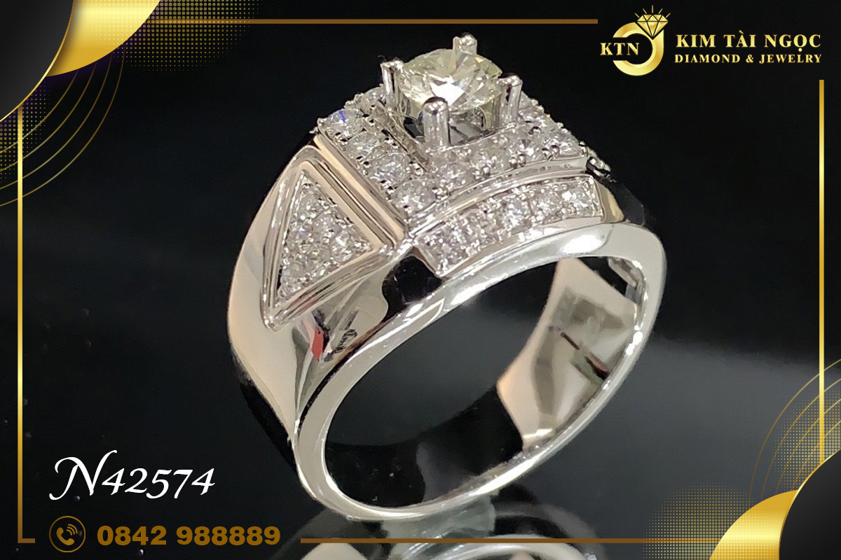 Nhẫn kim cương nam thiết kế sang chảnh N42574